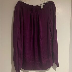 Diane Von Furstenberg Deep Purple Long-Sleeve Silk Blouse